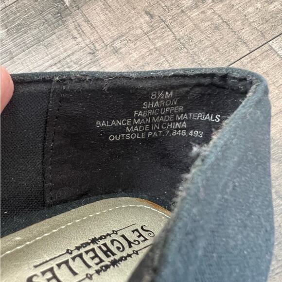 SEYCHELLES PEEP TOE BLACK CANVAS AND CORK WEDGES SIZE 8.5 - Picture 6 of 7